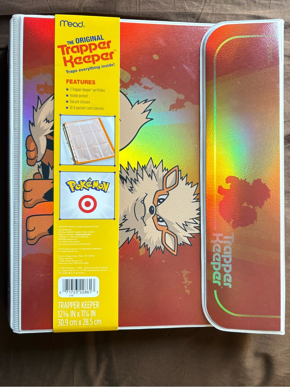 Mead Pokémon Holographic Orange Arcanine Trapper Keeper